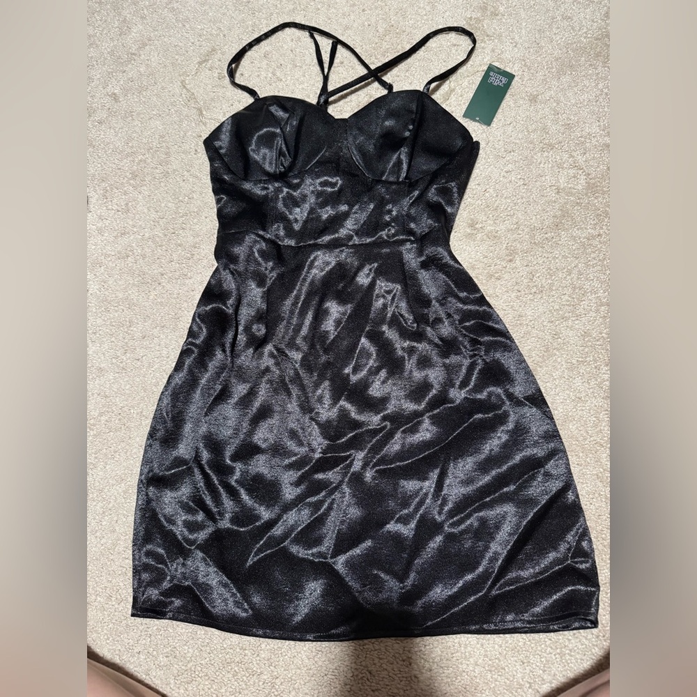 Black wild fable satin corset dress
